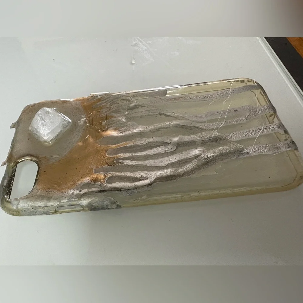 ADINA MILLS amazing OOAK iPhone case Crystal gold paint iPhone 6 / 6S